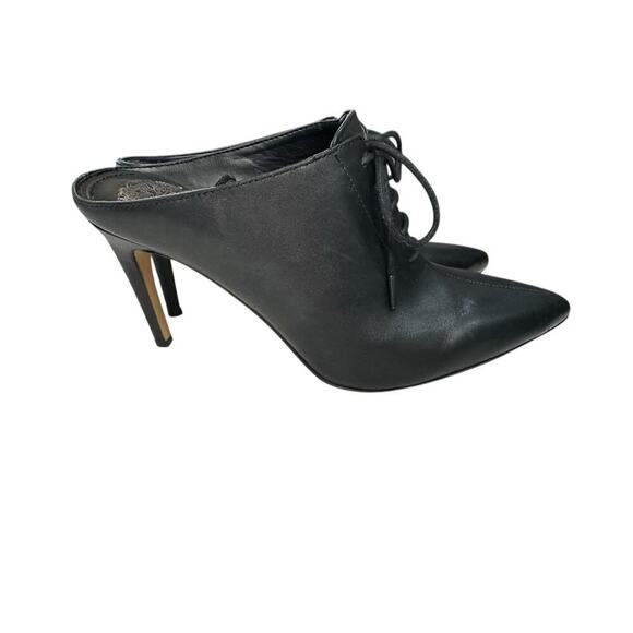 Vince Camuto Maivyn Leather High Heel Mules 6 Black Slip On Pointed Toe Dressy - Picture 3 of 8